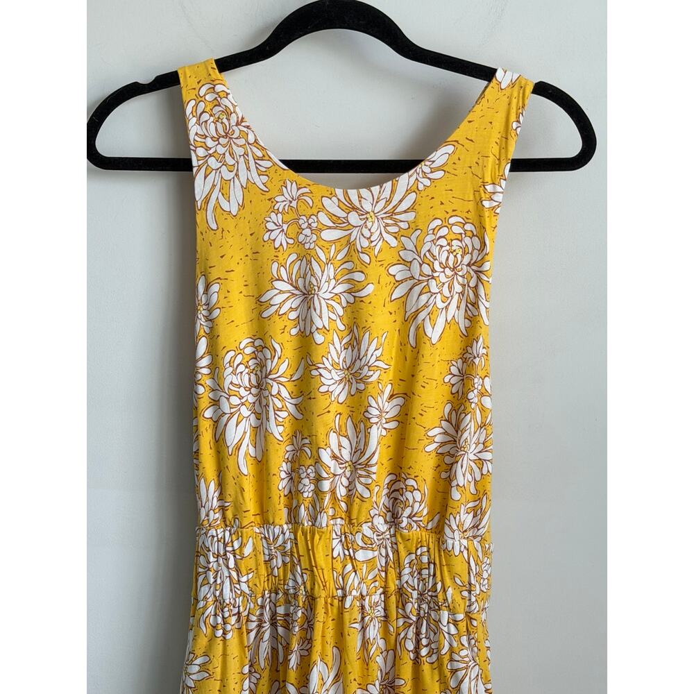 ME+EM Cotton Dahlia Print Gathered Maxi Sundress Yellow Multi Women's Size U 8 - Picture 4 of 10